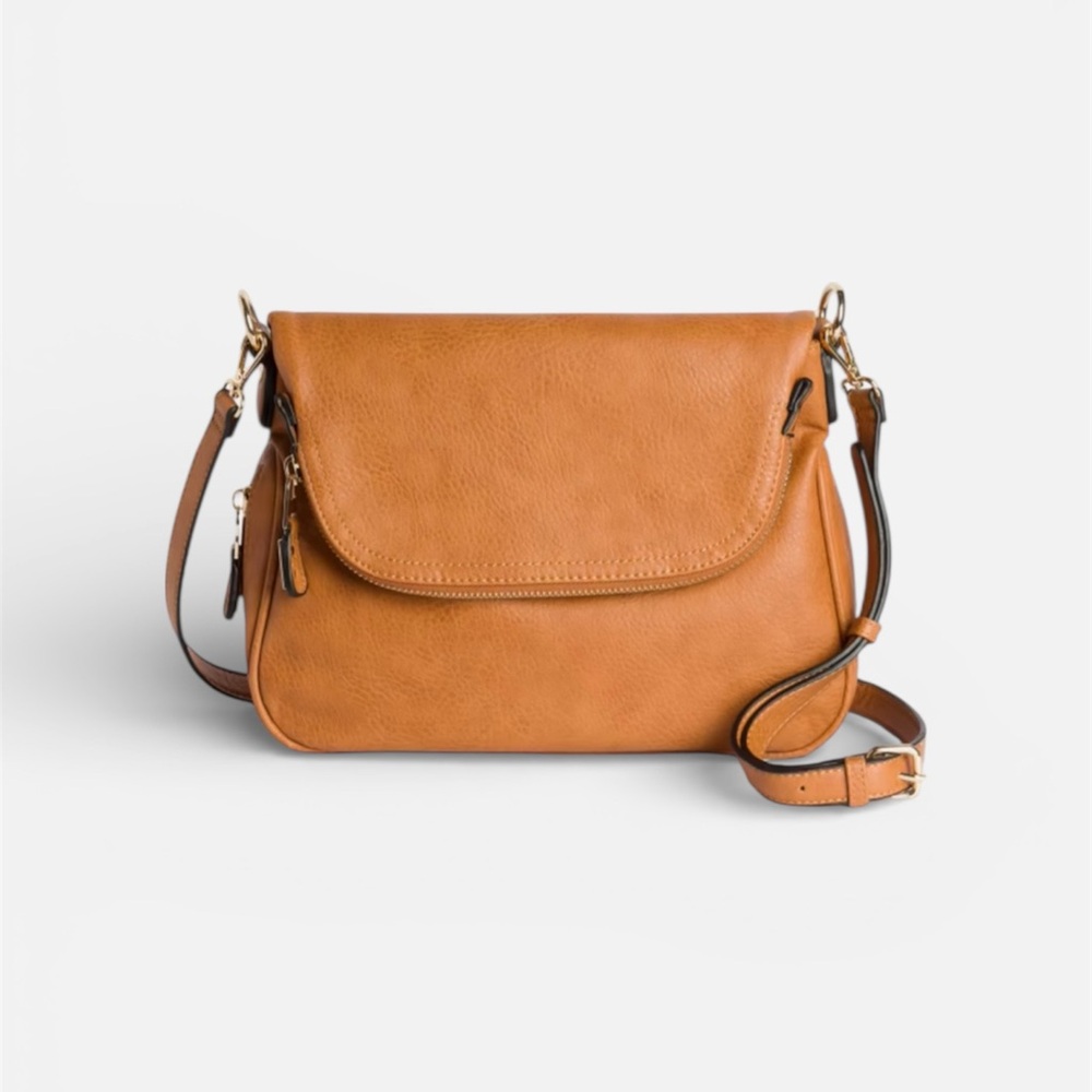 Elegant Tan Leather Cross Body Bag